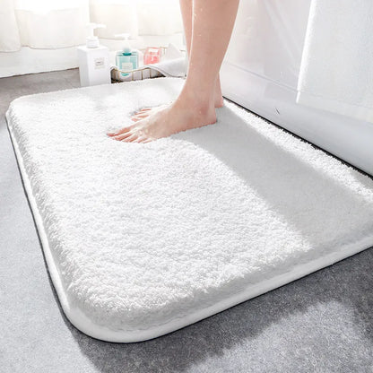 Plush Microfiber Bathroom Rug 16×24 Inches Gray Anti-Slip Backing Soft Water-Absorbing Floor Mat for Shower Vanity Tub