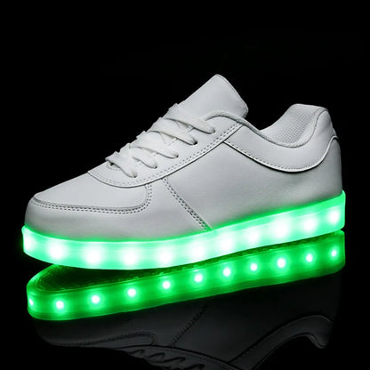 Kids LED Sneakers with Hook-and-Loop Strap – Light-Up Shoes for Boys & Girls | Athletic Footwear with Flashing Lights