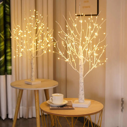 USB Rechargeable LED Birch Tree Accent Lamp 23 Inches Tall White Natural Wood Finish for Nightstand Desk Bedroom Living Room Office Ambient