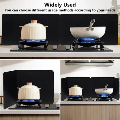 Stainless Steel Foldable Grease Splatter Guard 2-Panel Kitchen Stovetop Shield for Frying Cooking