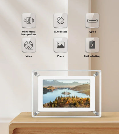 5-Inch IPS Digital Picture Frame with Rechargeable Battery | Tabletop Photo & Video Display for Desk & Home | HD Media Player with USB &