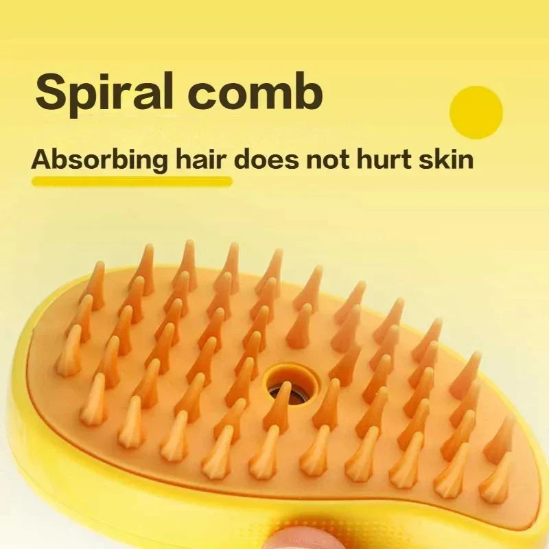 Steam Cat Grooming Brush with Massage & Soap Dispenser for Shedding & Bathing Cats Dogs | Pet Self-Cleaning Fur Comb Tool