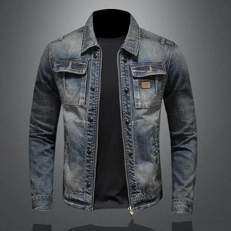 Classic Denim Jacket Vintage Style Gray Button-Front Outerwear Comfortable Everyday Casual Wear Retro Look Fall Spring Coat for Women & Men