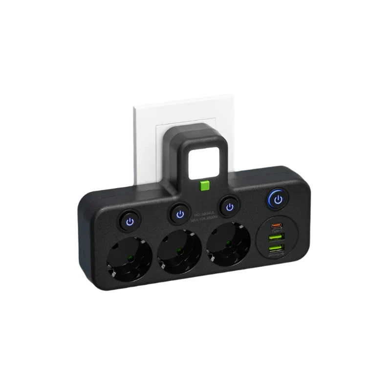 Power Strip with USB-C & Dual USB Ports – 4-Outlet Surge Protector with On/Off Switch – 2500W Flame-Resistant Extension Cord for Home