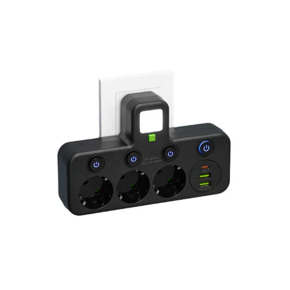 Power Strip with USB-C & Dual USB Ports – 4-Outlet Surge Protector with On/Off Switch – 2500W Flame-Resistant Extension Cord for Home