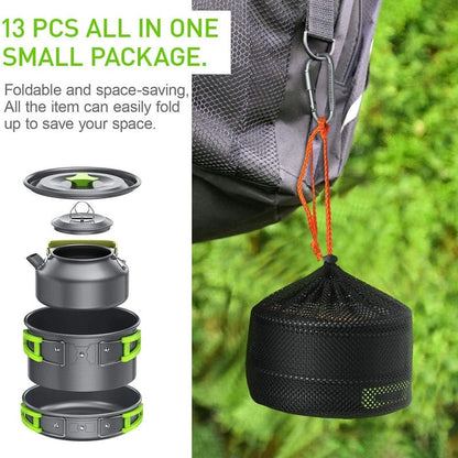 Outdoor Essentials | Camping Travel Cookware Kit with Versatile Cooking Functions | Lightweight Set for Easy Meal Preparation