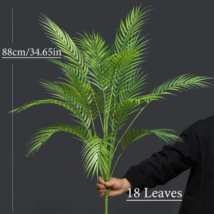 Faux Palm Tree Plastic Indoor Outdoor Decor 35 Inch Green Floor Plant Home Office Patio Living Room Balcony Entryway