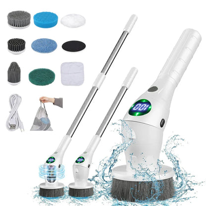 Cordless Spin Scrubber with 8 Attachments – Wireless Cleaning Brush