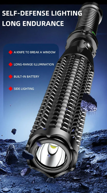 Multi-Functional LED Flashlight | Rechargeable Design with Super Bright Light | Portable Tool for Self-Defense and Outdoor Safety