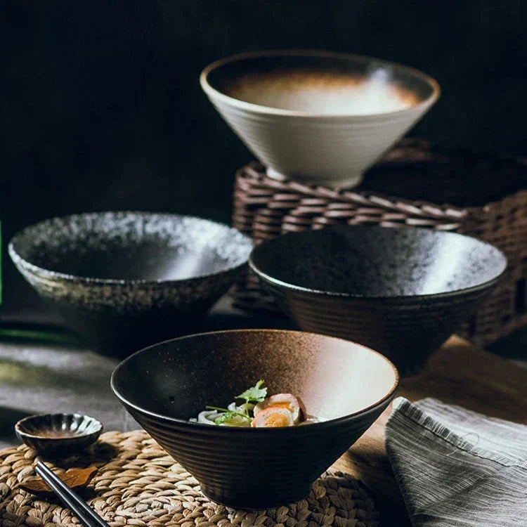Handcrafted Ceramic Noodle Bowl 7 inch Asian-Inspired Soup Dish for Pho Udon Rice Meals Minimalist Dinnerware Versatile Kitchen Serving Piec