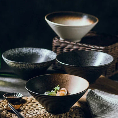 Handcrafted Ceramic Noodle Bowl 7 inch Asian-Inspired Soup Dish for Pho Udon Rice Meals Minimalist Dinnerware Versatile Kitchen Serving Piec