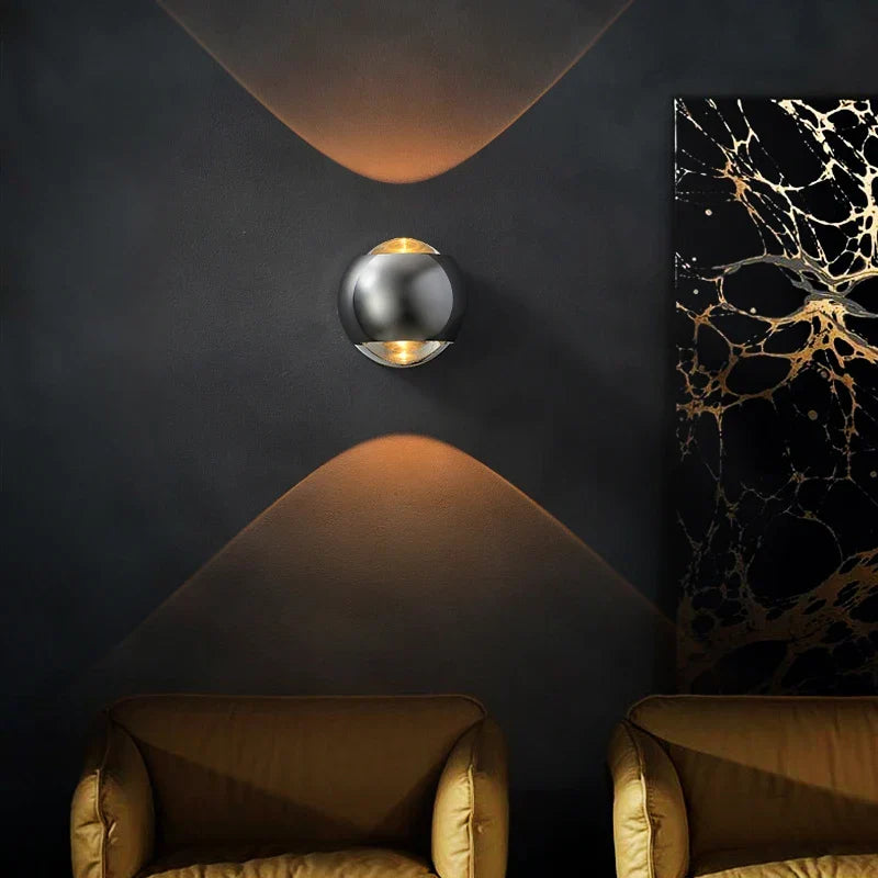 Contemporary Copper LED Wall Sconce Up Down Light for Entryway Hallway Bedroom Bathroom Gold Black Chrome
