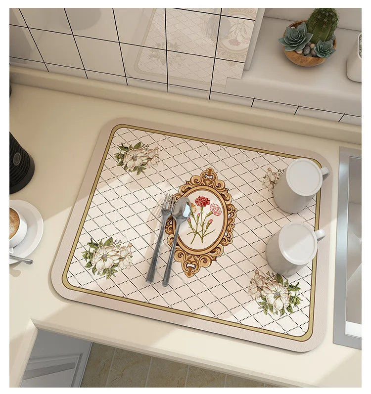 Microfiber Kitchen Mat Non-Slip Water Absorbent Runner for Sink Floor Stove Area Home 20x24 Inch Fast Dry Washable