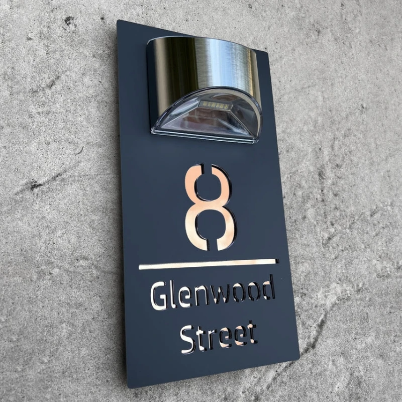 Solar-Powered Illuminated House Number Sign Floating Effect Acrylic Address Plaque for Front Door Custom Personalized Home Address Marker wi