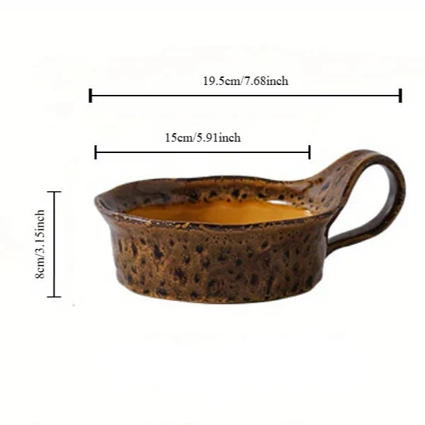 Handled Ceramic Bowl 6 in for Soup Cereal Oatmeal Salad with Grip Kitchen Tableware Stoneware Serving Dish for Breakfast Lunch Dinner