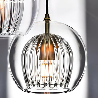 Spherical Glass Hanging Light with Adjustable Height for Kitchen Island, Dining Table, Bedroom | E27 Socket | Modern Orb Fixture for Home an