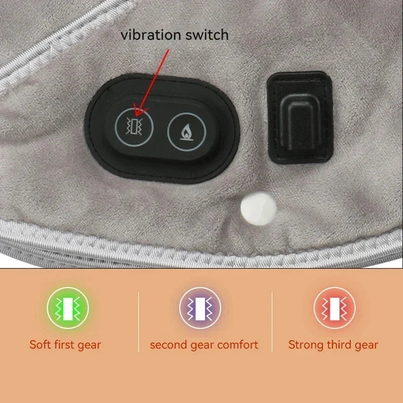 Heated Neck and Shoulder Wrap with Vibration – USB Rechargeable Heat Therapy Cushion – 3 Temperature Settings, Auto Timer, Soft Plush