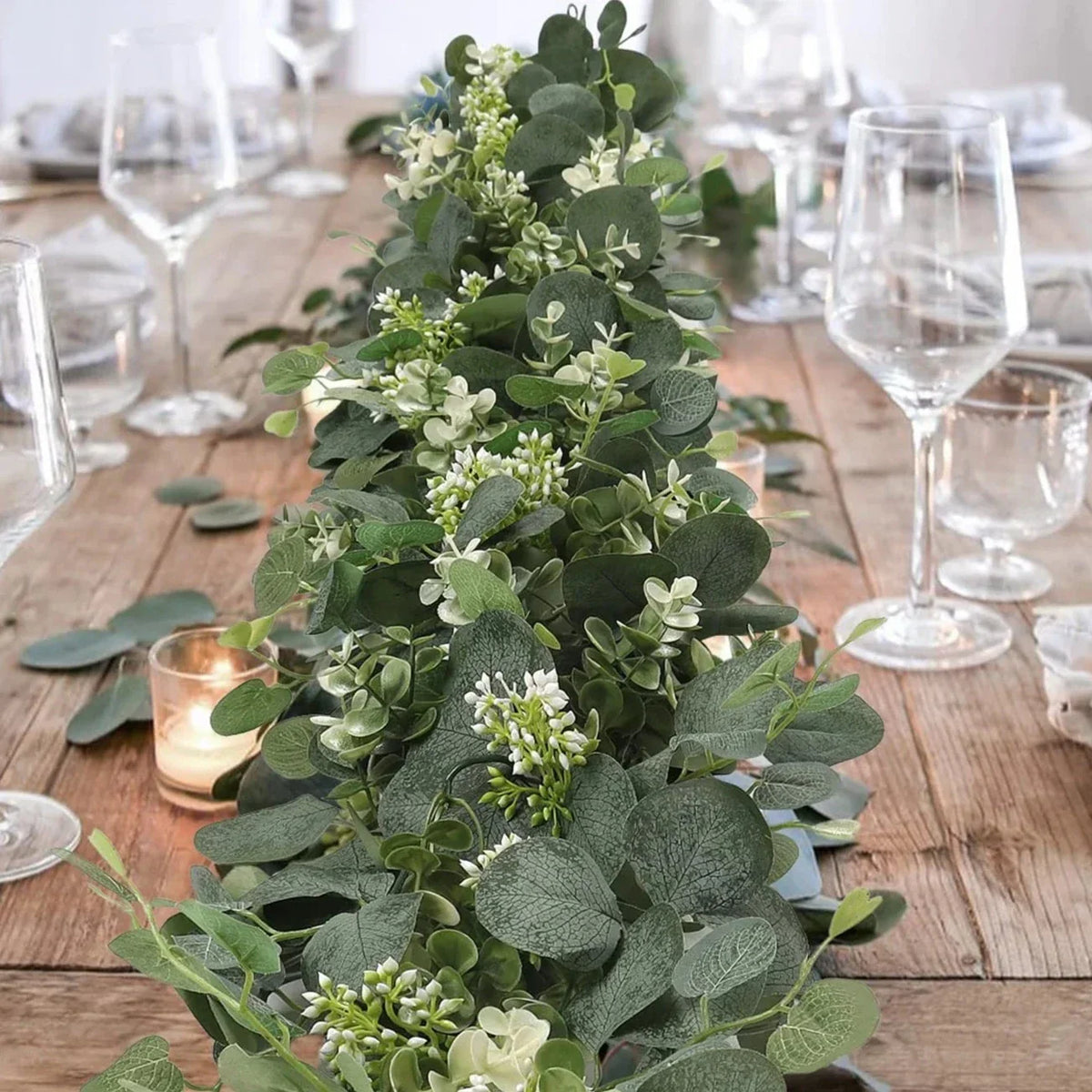 Artificial Eucalyptus Garland 70-Inch Greenery Strand Set of 2 for Mantel Staircase Wedding Party Home Decoration