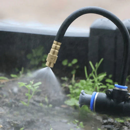 Garden Watering System 0.3 in Hose with Adjustable Brass Spray Nozzles for Patios Balconies Raised Beds Greenhouses