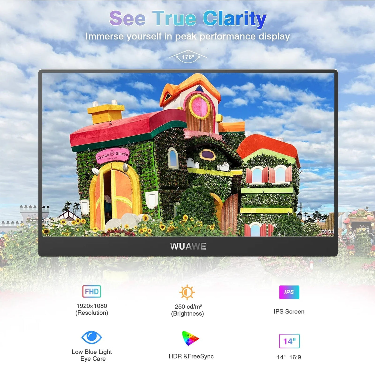 Portable Monitor for Laptop, 14 Inch 1080P Laptop Monitor, USB C HDMI Monitor for Travel and Work
