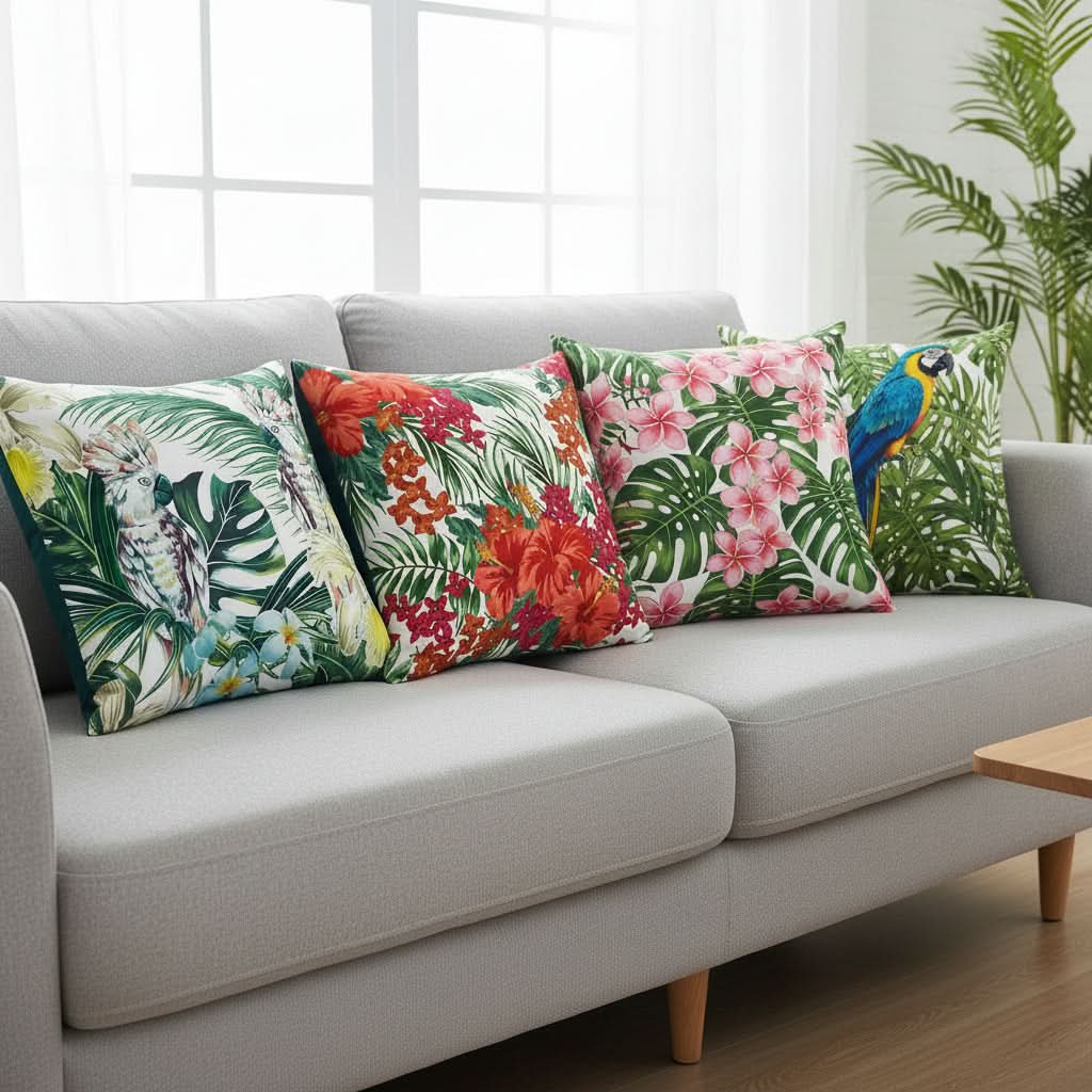 PARROTFLOW – Hawaiian Palm Leaf Cushion Cover for Sofa Styling