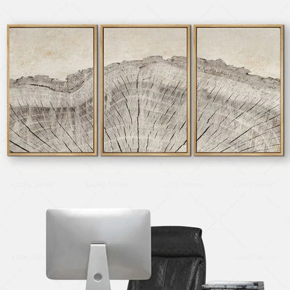 Abstract Tree Ring Wall Art Polyester Canvas 24x18 Inch Nature-Inspired Home Decor for Living Room Bedroom Office Rustic Organic Woodland De
