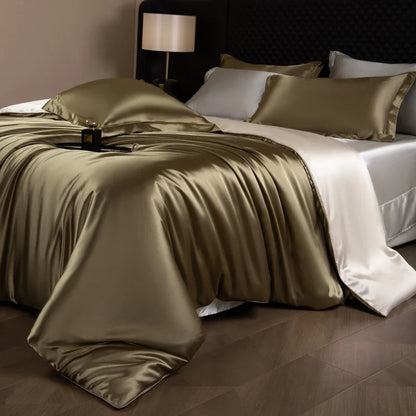 Luxury Silk Bed Sheets Set with Duvet Cover & Pillowcases | Soft, Breathable Bedding for Ultimate Comfort