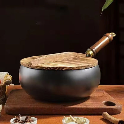 Heavy-Duty Iron Skillet Pan 12 in Diameter for High-Heat Cooking & Searing Asian Dishes on Gas Induction Stovetops