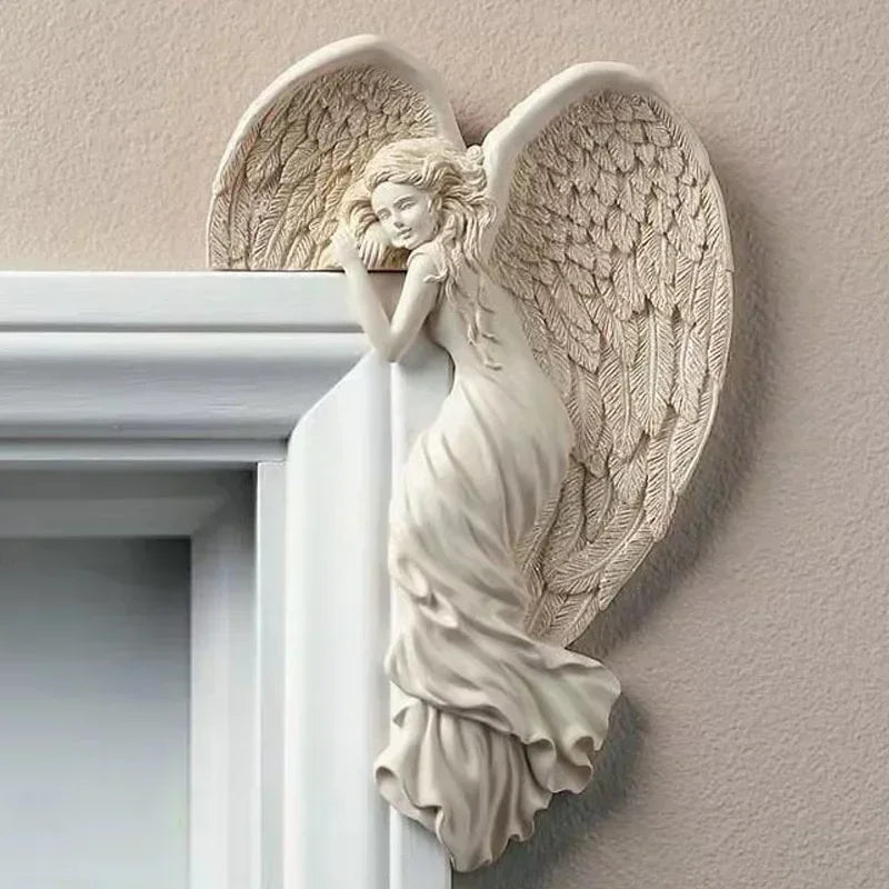 Angel Wing Wall Sculpture for Doorways & Corners – Resin Guardian Décor for Home, Entryway, Garden – Spiritual Protector Art