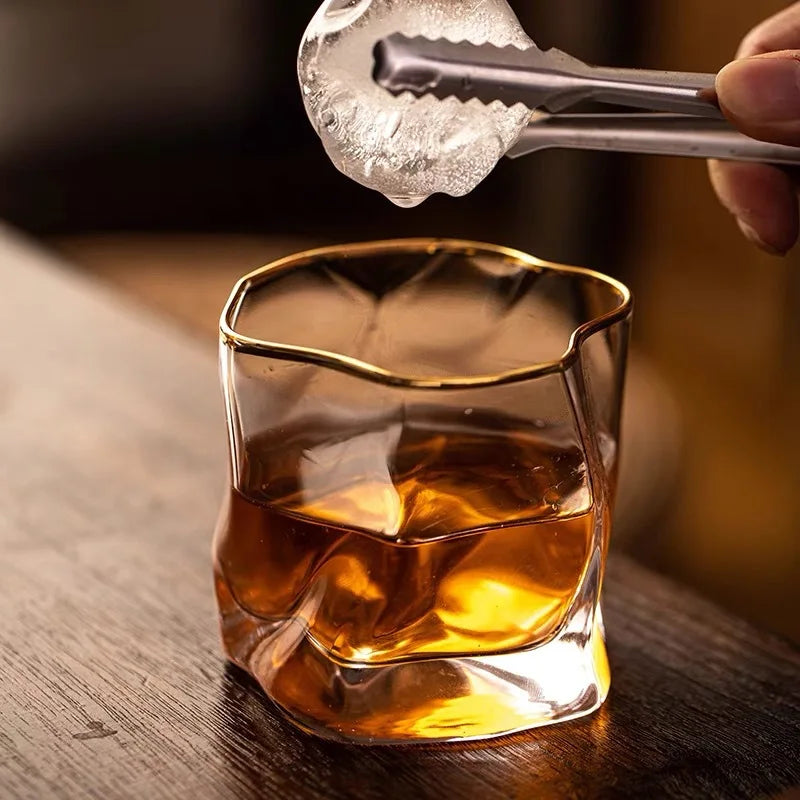Sculpted Spirit Tumbler Set of 2 for Bourbon Scotch Whisky Cocktails Home Bar Glassware Gift