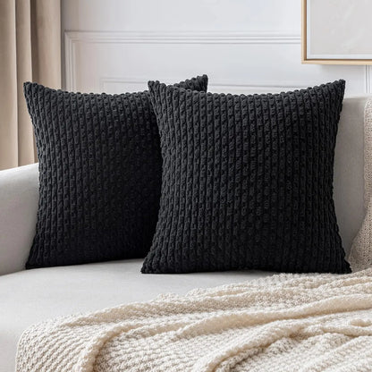 Corduroy Pillow Cover Ribbed Texture Decorative Throw Cushion Case Bohemian Striped Design for Couch Sofa Bed Chair Living Room Bedroom
