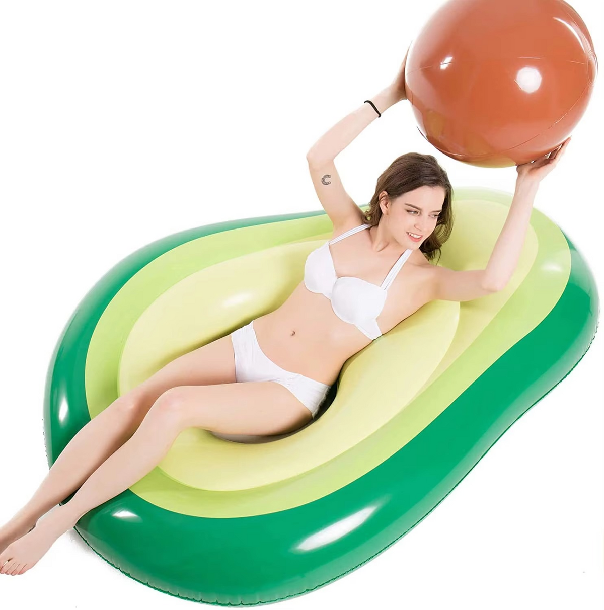 Ortekor Avocado Pool Float | Inflatable Lounge with Detachable Ball for Summer Fun