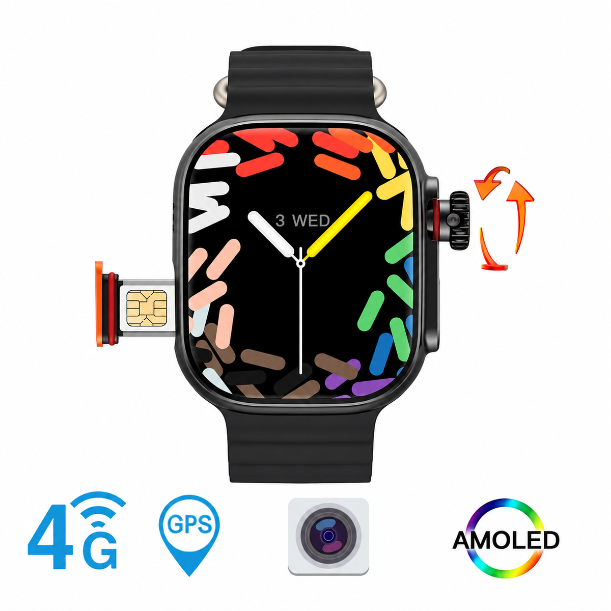 S9 Ultra | 4G Smartwatch with AMOLED Screen & Rotating Camera | Enhanced Connectivity for Seamless Communication