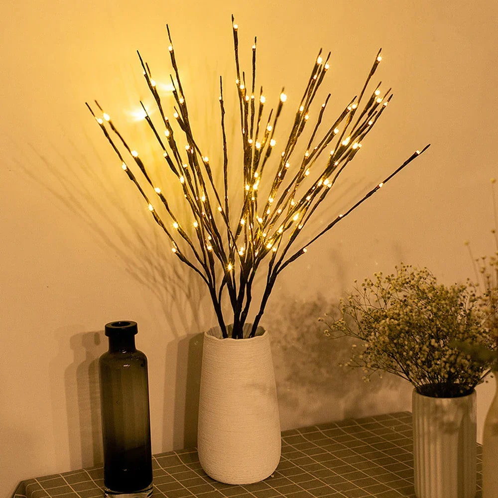 Battery-Operated Lighted Twig Stems with Warm White LEDs for Home Decor | Vase Filler Branch Lights Indoor Outdoor