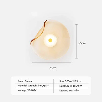 Modern Glass Wall Sconce LED Light Gray Blue Amber Finish for Bedroom Bathroom Kitchen Foyer Hallway Contemporary Lighting Fixture