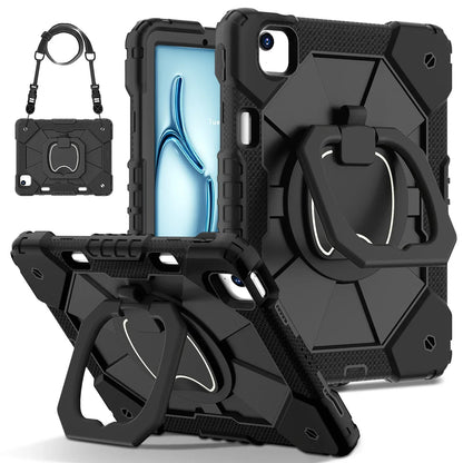 Triple-Layer iPad Protective Case with 360° Rotating Hand Grip, Integrated Kickstand & Shoulder Strap | Tempered Glass Screen Protector