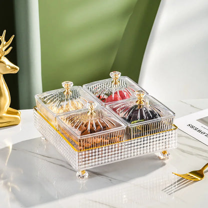 Rotating Serving Tray with Compartments for Appetizers Candy Nuts Dry Fruit Entertaining Parties Hosting Guests Kitchen Organization Table C