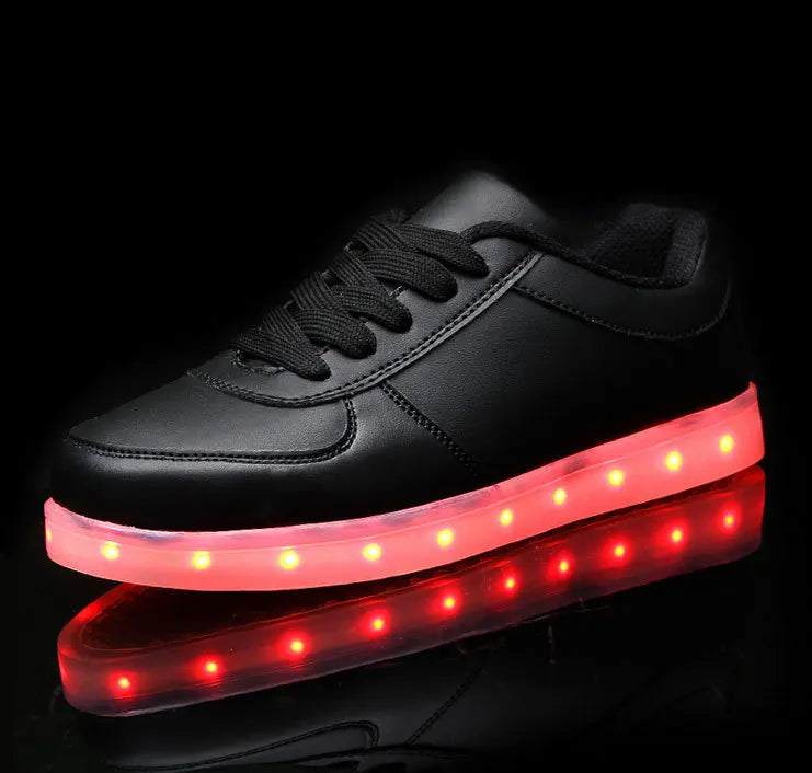 Kids LED Sneakers with Hook-and-Loop Strap – Light-Up Shoes for Boys & Girls | Athletic Footwear with Flashing Lights