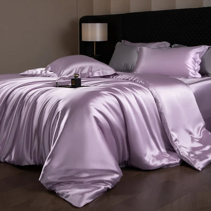 Luxury Silk Bed Sheets Set with Duvet Cover & Pillowcases | Soft, Breathable Bedding for Ultimate Comfort