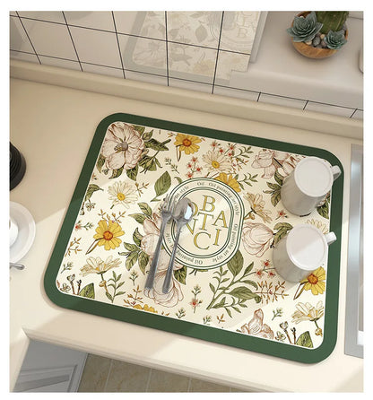Microfiber Kitchen Mat Non-Slip Water Absorbent Runner for Sink Floor Stove Area Home 20x24 Inch Fast Dry Washable