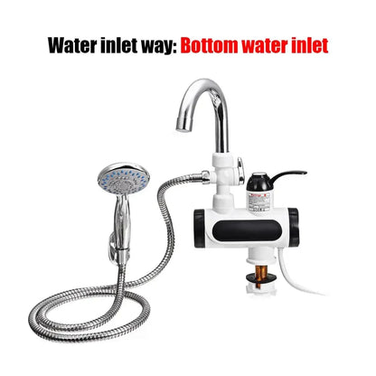 Instant Hot Water Electric Kitchen Faucet 3000W Tankless Tap for Sink 86-140°F Dual-Handle Cold & Heated Water Dispenser Fast Heating Stainl