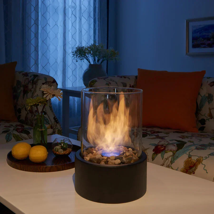 Compact Ethanol Burner for Living Room Patio Balcony Indoor Outdoor Smokeless Fire Pit 10 Inch Height Decorative Flame Heater Centerpiece