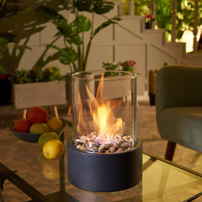 Compact Ethanol Burner for Living Room Patio Balcony Indoor Outdoor Smokeless Fire Pit 10 Inch Height Decorative Flame Heater Centerpiece