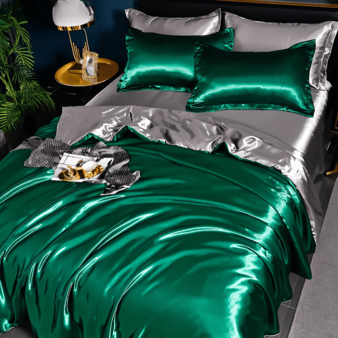 Queen Bedding Set Polyester Satin-Feel Cover for Year-Round Sleep Comfort Machine Washable Wrinkle-Free
