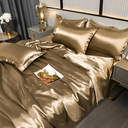Queen Bedding Set Polyester Satin-Feel Cover for Year-Round Sleep Comfort Machine Washable Wrinkle-Free