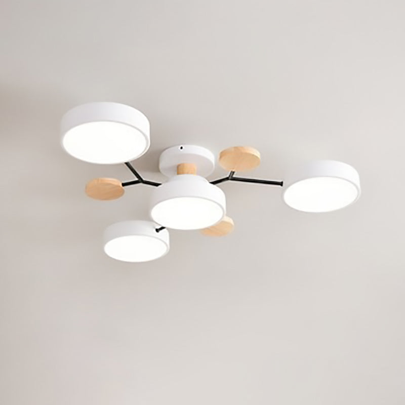 Modern Molecular LED Ceiling Light – Scandinavian Wood & Metal Flush Mount for Living Room, Bedroom & Kitchen
