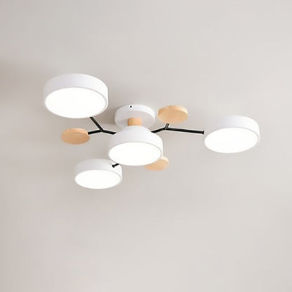 Modern Molecular LED Ceiling Light – Scandinavian Wood & Metal Flush Mount for Living Room, Bedroom & Kitchen