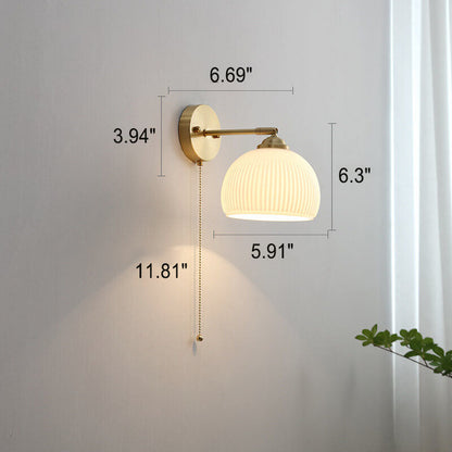 Compact Sconce Light Fixture White Shade Brass Accent 6 inch Wide for Bedroom Hallway Reading Nook Ambient Lighting E26 Socket Modern Minima