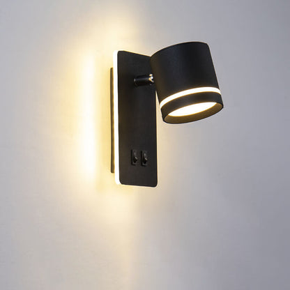 Adjustable LED Reading Sconce 3.3 in Iron Spotlight for Bedroom Hallway Modern Hardwired Task Light Rotatable Arm Wall Fixture Black White