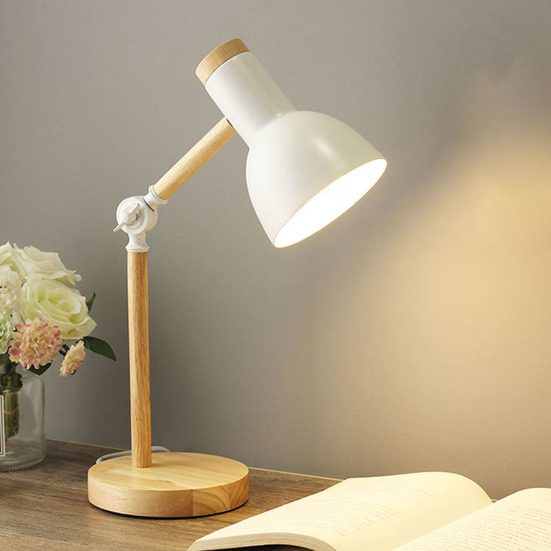 Nordic Wood & Metal Desk Lamp – Modern Minimalist Task Light for Home Office & Study – E26 Socket, Adjustable Reading Light – 5 Stylish